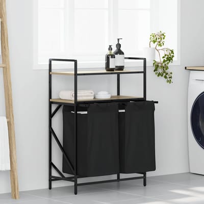 vidaXL - Wasmand - 2 - vakken - met - planken - sonoma - eikenkleurig