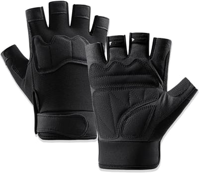 Motorhandschoenen - MTB-fietshandschoenen - tactische halve vinger-handschoenen - fietshandschoenen - voor dames en heren - fietshandschoenen - voor outdoor, camping, wandelen, fietsen, training (Maat L)