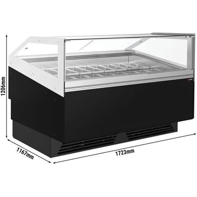 GGM Gastro Eistheke ADAM - 1700mm - Umluft - für 18x 5 Liter oder 12x 7 Liter Eisbehälter - Schwarz