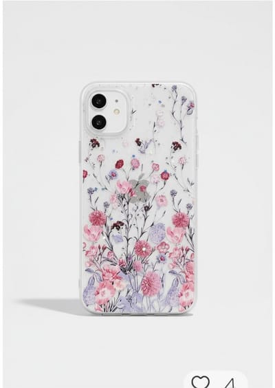 Iphone hoesje - gedrukte bloemen - paars/roze - Iphone 14