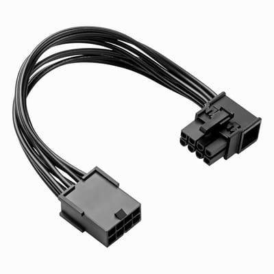 8-Pin PCIe Verlengsnoer voor Grafische Kaarten - Vrouwelijk naar Rechte Hoek Mannelijk - 18AWG, 15cm Adapterkabel voor PC Gaming en Overklokken