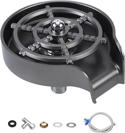 Glazen Spoeler - Flessenreiniger Bierreiniger - Snel Glazen Reinigen - 360 Graden Mondstuk - 15 x 13 x 3 cm