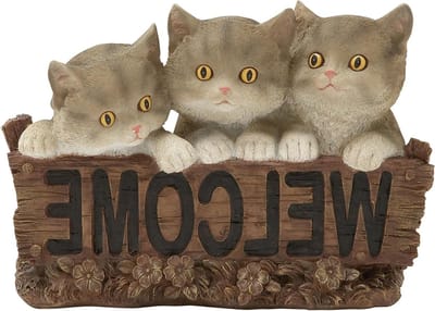 Welkomstbord Kat - Kattenbord Hout - Deur Decoratie - Binnen en Buiten - 11 x 8 Inch - Bruin