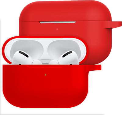 Hoesje Geschikt voor Apple Airpods Pro - Siliconen Hoes met Clip - Silicone Case Cover - Rood