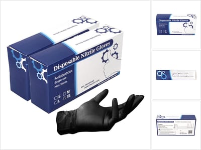 Nitril wegwerphandschoenen in dispenserdoos zwart / Black 200 stuks maat XL / Extra Large - niet steriel