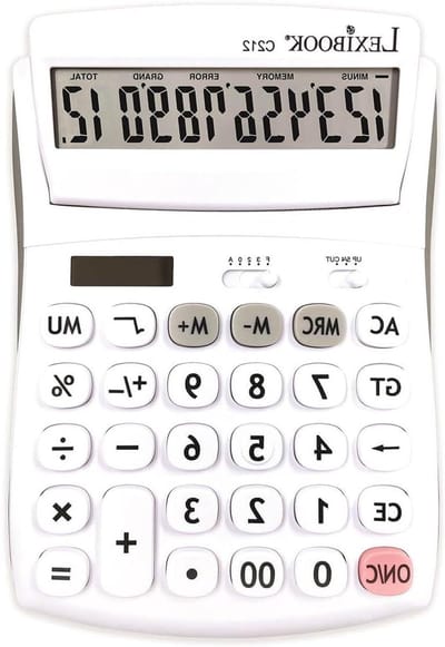 Desktop Rekenmachine - Cijferapparaat Kantoor - Dagelijkse Berekeningen - Opvouwbaar Draaibaar Display - 12 Cijfers - Wit Grijs