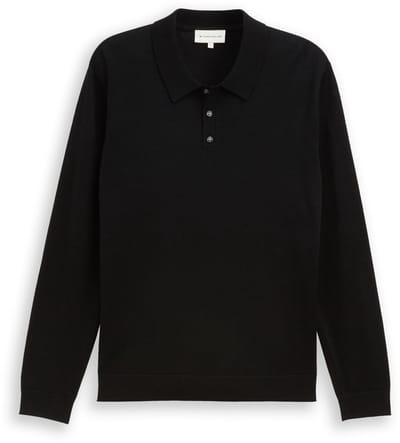 Tom Tailor - Gebreide trui met merinowol - Maat XL - Black