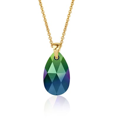 Montebello Ketting Jan DG572H - Swarovski Druppel - 925 Zilver Verguld - 16mm - 50cm