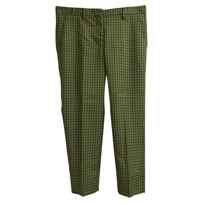 Miu Miu geruite broek van groene wol