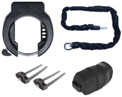 Abus Amparo 4750L ART2 ringslot met 100cm insteekketting in zadeltas en Bevestiging set - Zwart
