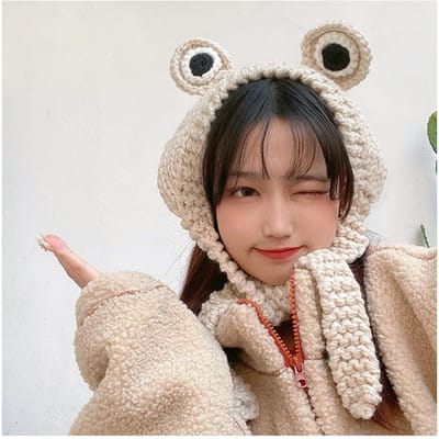 Chapeau Grenouille Mode Bonnets Chapeau d'Hiver Tricoté Uni Hip-Hop Crânes Chapeau Tricoté Casquette Accessoire de Costume Cadeaux Bonnet d'Hiver Chaud One Size black