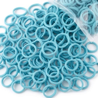 Set van 50 lichtblauwe haar elastiekjes – elastische haar accessoires voor dames en meisjes – zachte en rekbare haarelastiekjes zonder metalen delen – lichtblauw