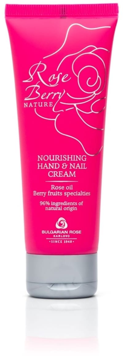 Nourishing hand & nail cream Rose Berry Nature | 75 ml | Voedende hand-/nagelcrème voor droge handen met 100% natuurlijke Bulgaarse rozenolie en rozenwater