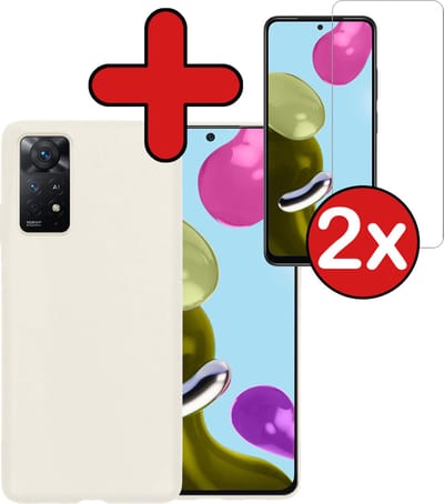 Hoesje - Met 2x Screenprotector - Geschikt voor Xiaomi Redmi Note 11 - Sterk & Shockproof - Telefoon Hoes - Back Cover - Siliconen Case - Telefoonhoes - Wit