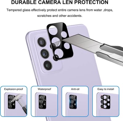 Camera Lens Glass Protector - beschermer Geschikt voor: Samsung Galaxy A73 5G - Zwart