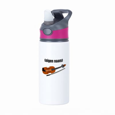 Hacebo® - viool met eigen naam waterfles met rietje roze - Viool - muziek liefhebbers - iemand die houdt van violen - verjaardag - cadeau - kado - geschenk - water fles - 650ML