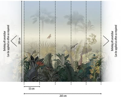 MYSTERIEUZE JUNGLE FOTOBEHANG | Tropisch - Blauw Groen Grijs - Livingwalls The Wall II