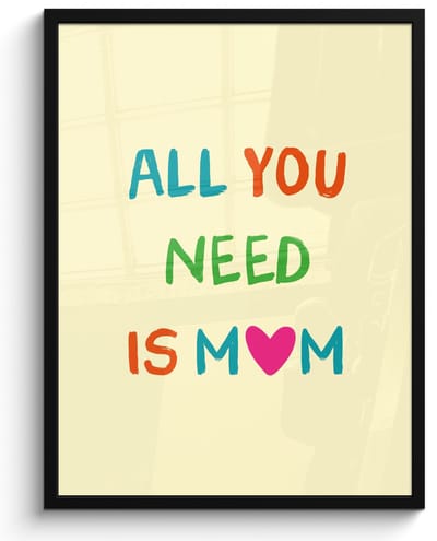 Poster in lijst - Fotolijst 50x70 cm - Posters - Hartje - Moeder - Tekst - Kleurrijk - Posterlijst zwart - Decoratie - Wanddecoratie woonkamer - Muurdecoratie slaapkamer