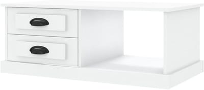 vidaXL Salontafel 90x50x35 cm bewerkt hout wit, tafel, bijzet tafel, salon tafel, bijzettafel, koffietafel, koffie tafel, salontafel met lade