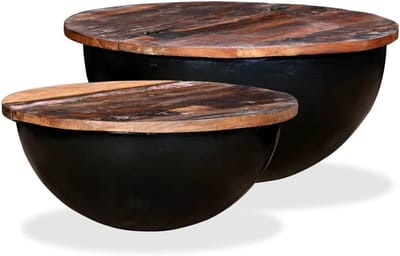Set Salontafels - Bijzettafels Hout - Woonkamer Decoratie - Verborgen Opbergvak - 60cm & 50cm - Zwart