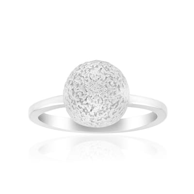 Cavill - Zilveren Ring Dames - 925 Sterling Zilver Geplatineerd - Gestructureerde Bol - Minimalistisch Modern Elegant Monosono Collection