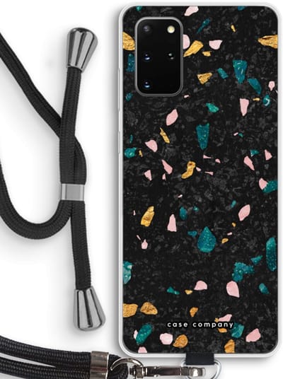 Case Company® - Hoesje met koord geschikt voor Samsung Galaxy S20 Plus hoesje met Koord - Terrazzo N°10 - Telefoonhoesje met Zwart Koord - Bescherming aan alle Kanten en Over de Schermrand