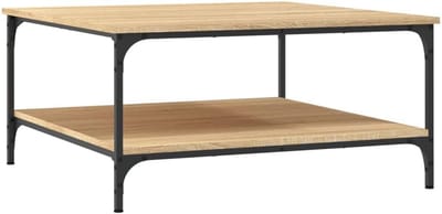 Salontafel - Bijzettafel Koffietafel - Woonkamer Inrichten - Met Opbergruimte - 80x80x40 cm - Eikenhout