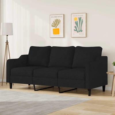 Vidaxl Bank 3-persoons, Zwart, 180 Cm, Bekleed met Stof
