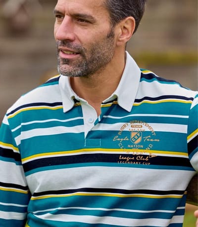 ATLAS FOR MEN - Gestreepte rugbypolo Sportwear - Heren - Verkrijgbaar in grote maten - XL