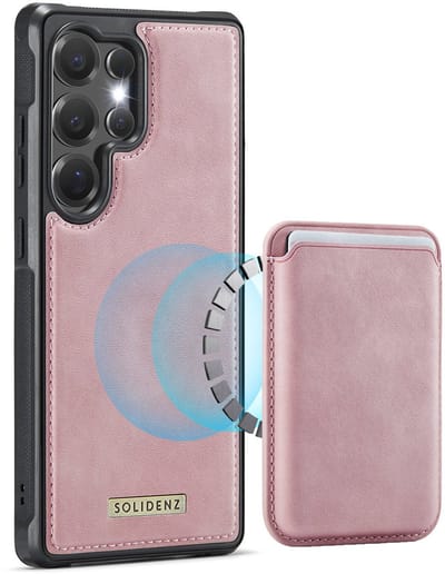 Solidenz hoesje - Geschikt voor Samsung Galaxy S26 Ultra - Backcover met Magnetische Pasjeshouder geschikt voor MagSafe - Roze