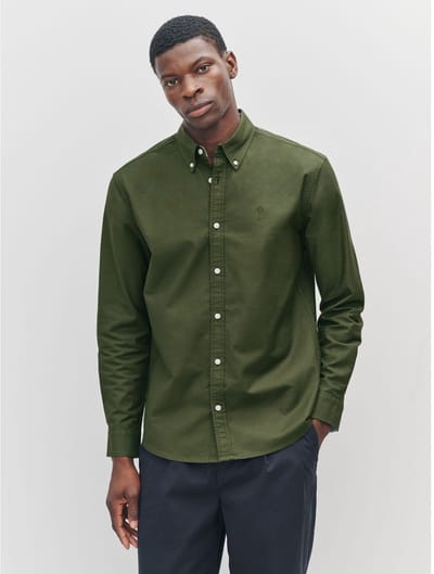 Next - Heren - Slim-fit Oxford-overhemd met lange mouwen - Groen