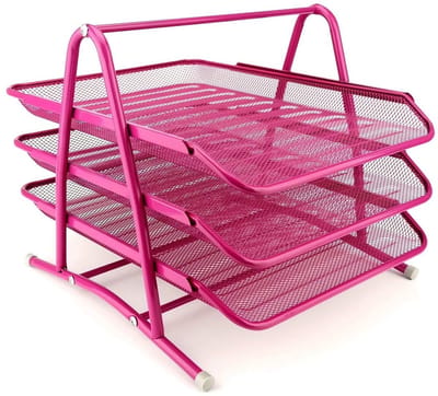 Dailygoody - Bureau-organizer - Documentenlade - 3 laden - Roze - A4 - Pennenhouder - Geschikt voor kantoor - Modern design