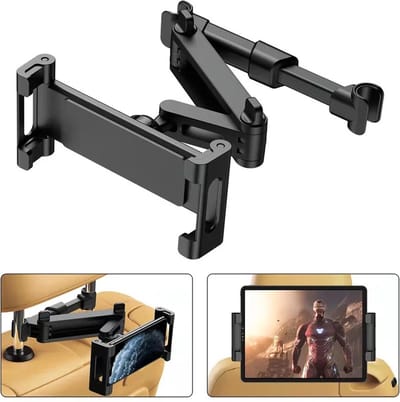 Klikkopers® - Tablet Houder met Verstelbare Arm - Tablet Houder Auto Hoofdsteun - Geschikt voor Tablet - Telefoonhouder Auto