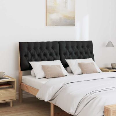 vidaXL - Gestoffeerd - hoofdbord - Zwart - 150 - cm - Massief - grenenhout