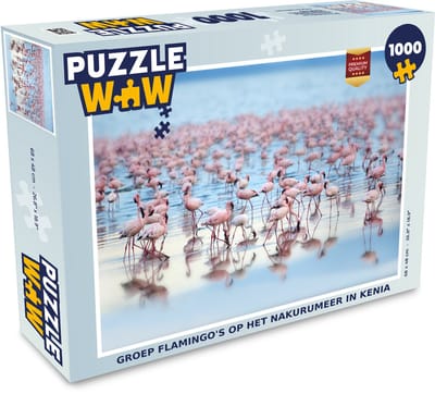 Puzzel Groep flamingo's op het Nakurumeer in Kenia - Legpuzzel - Puzzel 1000 stukjes volwassenen