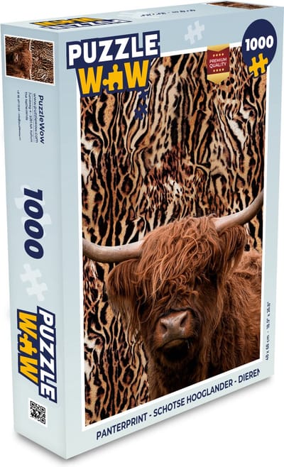 Puzzel Panterprint - Schotse hooglander - Dieren - Legpuzzel - Puzzel 1000 stukjes volwassenen