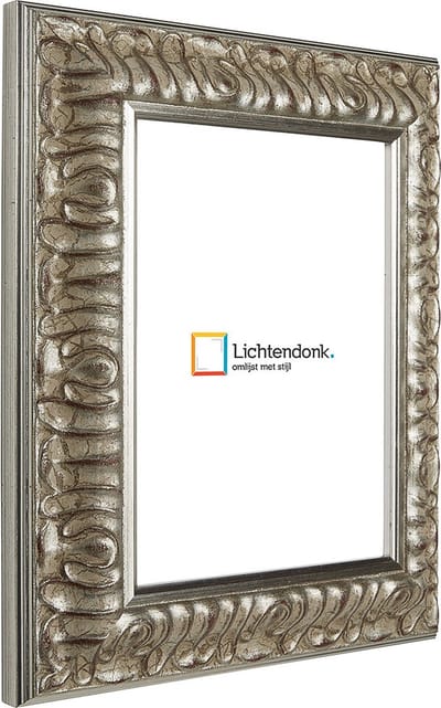 Fotolijst - Fotokader - Barok Zilver - 4,6 cm breed profiel - Fotomaat 10x15 - Helder glas - Art.nr. 10691610152