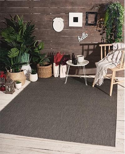 Karpet24 Sisal – Modern Effen Vloerkleed voor Binnen & Buiten, Antraciet-120 x 170 cm
