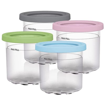 Peysaitr - Potten voor ijsopslag - Container voor Ninja Creami-ijsmachine - Compatibel met NC299AMZ & NC300EU Serie - BPA-vrij - Vaatwasserbestendig - 4 Stuks