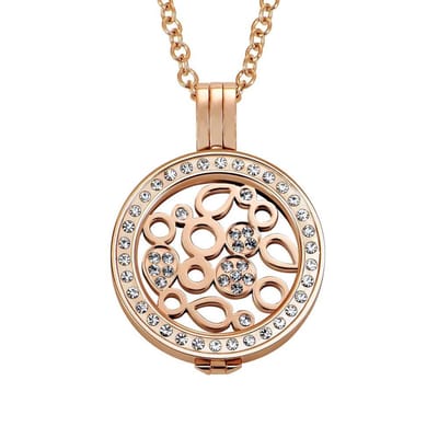 Quiges - Munthouder met Ketting en Munt 25mm Zirkonia Druppels - RVS Rose Goudkleurig met Zirkonia - EPRHZ717