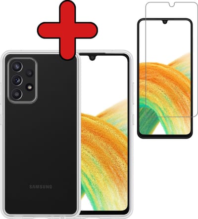 Hoesje - Met Screenprotector - Geschikt voor Samsung Galaxy A33 - Sterk & Shockproof - Telefoon Hoes - Back Cover - Siliconen Case - Telefoonhoes - Transparant