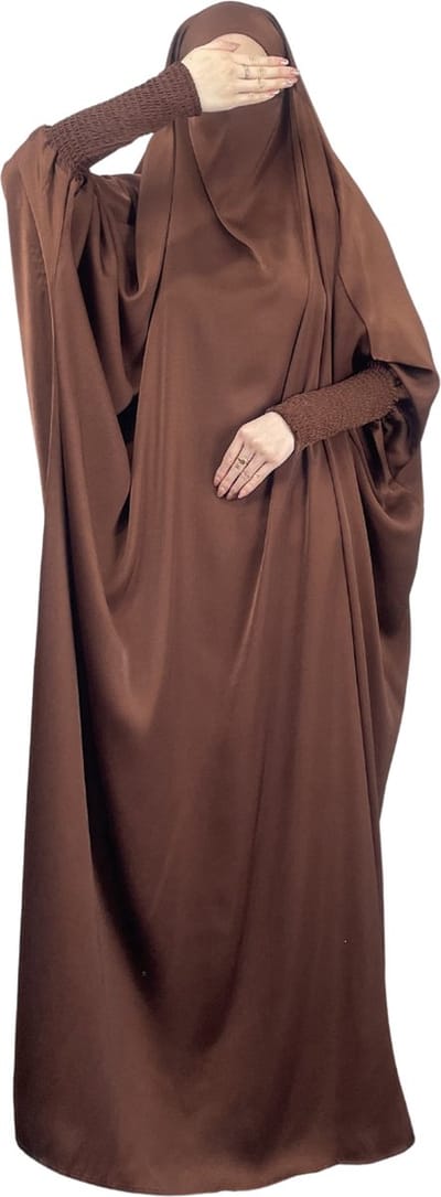 Nivard Gebedskleding Dames - Abaya - Islamitische Kleding - Khimar - Jilbab - Vrouw - Alhamdulillah - Koffie