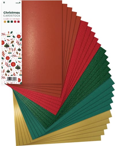 Netuno - set gekleurd Bristol-karton in kerstkleuren - 5x5 - A4 - 21 x 29,7 cm - 25 vellen