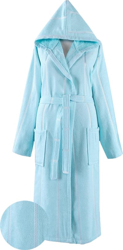 Lubna Home Luxe Badjas XL-MET CAPUCHON VAN ZACHTE VELOURSBADSTOF - BADJAS XL-MINT
