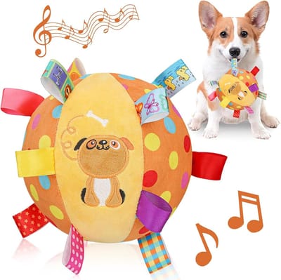 Daity 1-Pack - Pluche piepspeeltje voor honden - 15 cm zachte gevulde bal - katoen - ingebouwd belletje - interactief apporteerspeeltje voor kleine tot grote honden