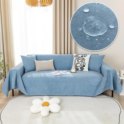 Waterdichte Bankhoes Deksel Effen Kleur Geavanceerde Ribstof Bank Handdoek Voor Woonkamer Verdikken Meubels Wandkleed Bankhoes pillowcase(45x45) gray
