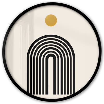 Poster in lijst Rond - Fotolijst 40x40 cm - Posters - Minimalistisch - Zwarte boog - Gouden cirkel - Ronde posterlijst zwart - Decoratie - Wanddecoratie woonkamer - Muurdecoratie slaapkamer