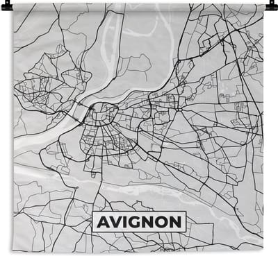 Wandkleed - Wanddoek - Plattegrond - Avignon - Stadskaart - Kaart - Frankrijk - 180x180 cm - Wandtapijt