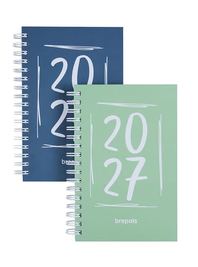 Brepols agenda 2027 - POCKET [0.767] - DOODLE DASH - Zakagenda - 1 week op 2 pagina's - Weekoverzicht - Wire-O - Blauw - 9.7 x 15 cm/Klein formaat!!