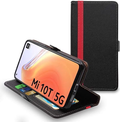 ebestStar - Hoes geschikt voor Xiaomi Mi 10T 5G, Mi 10T Pro 5G, Wallet Etui, Book case hoesje, Zwart, Rood